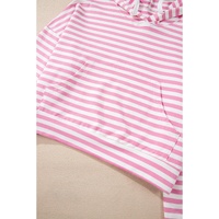 Pink Stripe Kangaroo Pocket Hoodie and Wide Leg Shorts Set - XL thumbnail