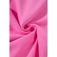Bright Pink Solid Seamed Zipper Jacket and Drawstring Waist Pants Set - L thumbnail