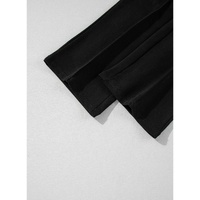 Black Solid Seamed Zipper Jacket and Drawstring Waist Pants Set - S thumbnail