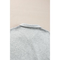 Light Grey Stand Neck Zipped Sweatshirt and Shorts Set - S thumbnail