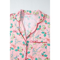 Multicolour Floral Christmas Pajamas Set - L thumbnail