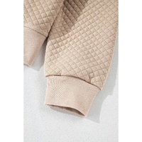 Parchment Solid Color Quilted Long Sleeve Top and Shorts Set - 2XL thumbnail