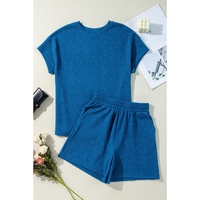 Bluing Solid Textured Crew Neck Short Set - M thumbnail