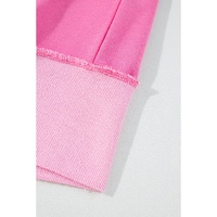 Sachet Pink High Low Patchwork Long Sleeve Top and Shorts Set - XL thumbnail