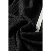 Black Textured Jacquard Quarter Zip Top and Crop Pants Set - XL thumbnail