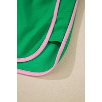 Bright Green Two Tone Contrast Textured Crewneck Tee and Shorts Set - L thumbnail