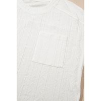 Jet Stream Textured Patched Pocket Short Sleeve Top Drawstring Shorts Set - L thumbnail