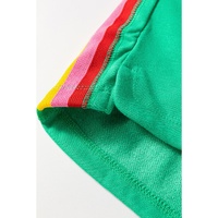 Sea Green Rainbow Colorblock Collared Short Sleeve Top 2 Piece Shorts Set - XL thumbnail