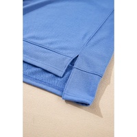 Sky Blue Casual Zipped Short Sleeve Hoodie and Shorts Set - L thumbnail