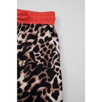 Brown Animal Print Color Contrast Edge Loose Fit Pants Set - XL thumbnail