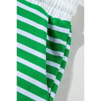 Dark Green Striped Cap Sleeve Tee and Shorts Set - L thumbnail