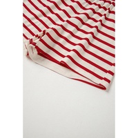 Red Stripe Lace-up Front Top and High Waist Shorts Set - L thumbnail