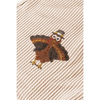 Parchment Thanksgiving Sequined Turkey Corded Knit Loose Fit Shorts Set - XL thumbnail