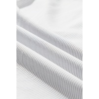 Gray Stripe Zipped up Collar Ruffled Sleeve Tee and Wide Leg Pants 2pcs Outfit - M thumbnail