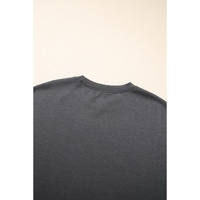 Dark Grey Drawstring Side Crewneck Tee and Loose Pants Set - XL thumbnail