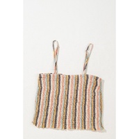 Multicolour Vertical Striped Smocked Cami Top Wide Leg Pants Set - XL thumbnail