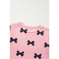 Pink Bow Printed Short 2pcs Lounge Set - M thumbnail