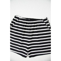 Black White Striped Short Sleeve Top and Shorts Set - M thumbnail