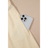 Beige Solid Color Tank Top and Smocked Waist Pants Set - M thumbnail