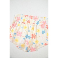 Apricot Floral Print Crop Top Wide Leg Short Set - M thumbnail