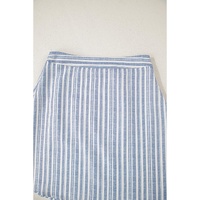 Sky Blue Stripe Buttoned Office Waistcoat Mini Skirt Set - XL thumbnail