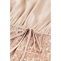Azura Exchange Khaki Sequin Patchwork Drawstring High Waist Romper - M thumbnail