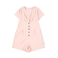 Azura Exchange Pink Deep V Neck Buttoned High Waist Romper - XL thumbnail