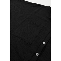 Black Half Button Collared Loose Romper - S thumbnail
