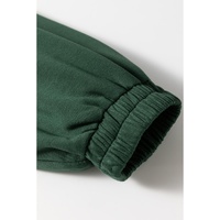 Blackish Green Collared Half Zip French Terry Knit Drawstring Casual Romper - S thumbnail