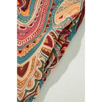 Red Paisley Printed Spaghetti Straps Elegant Wide Leg Jumpsuit - L thumbnail