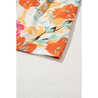 Orange Blooming Floral Print Front Tie Romper - L thumbnail