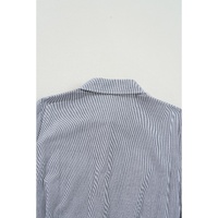 Blue Stripe Chest Pockets Buttoned Belted High Waist Romper - S thumbnail