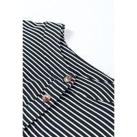 Black white Striped Print Buttoned Wide Leg Sleeveless Jumpsuit - S thumbnail