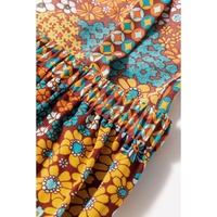 Multicolour Boho Floral Print Crossed Straps Ankle-length Jumpsuit - L thumbnail