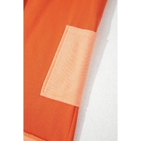 Russet Orange Two-tone Short Sleeve V Neck Patched Pocket Loose Romper - L thumbnail