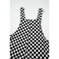 Black Checkered Print Pocketed Wide Leg Jumpsuit - S thumbnail
