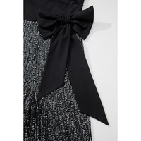 Black Sequined Tube Top Waist Knot Wide Leg Jumpsuit - L thumbnail