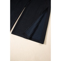 Black Checkered Mesh One Shoulder Short Sleeve Knotted Waist Jumpsuit - XL thumbnail