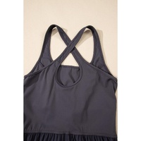 Carbon Grey Back Crossed Straps Hollow Out Jogger Jumpsuit - L thumbnail