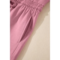 Light Pink Lace-up Elastic Waist Sleeveless Square Neck Jumpsuit - L thumbnail