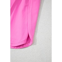 Sachet Pink Plain Sleeveless Loop Drawstring Cinched Waist Romper - L thumbnail