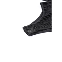 Black Sheer Dotty Long Sleeve Ribbed Velvet Bodysuit - M thumbnail