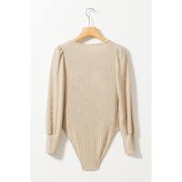 Apricot Ribbed Balloon Sleeve Bodysuit - XL thumbnail