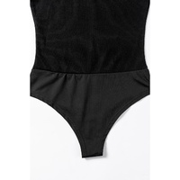 Black Mesh Patchwork Sleeveless Bodysuit - L thumbnail