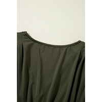 Moss Green Ruched Wrap V Neck Long Sleeve Bodysuit - L thumbnail