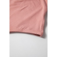 Fushia Plain V neck Long Sleeve Casual Bodysuit - L thumbnail