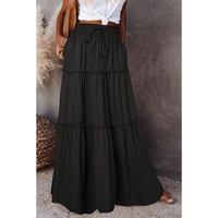 Azura Exchange Tiered Drawstring Waist Maxi Skirt - M thumbnail