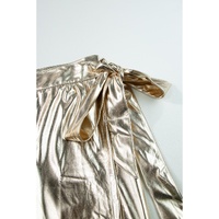 Gold Metallic Leather Knotted Wrap Midi Skirt - L thumbnail