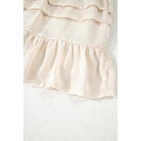 Beige Tiered Ruffled Hemline Elastic Waist Mini Skirt - XL thumbnail