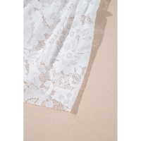 White Lace Ruffled High-low Hem Midi Skirt - L thumbnail